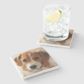 Beagle-Welpe 2 Steinuntersetzer (Seitenansicht)