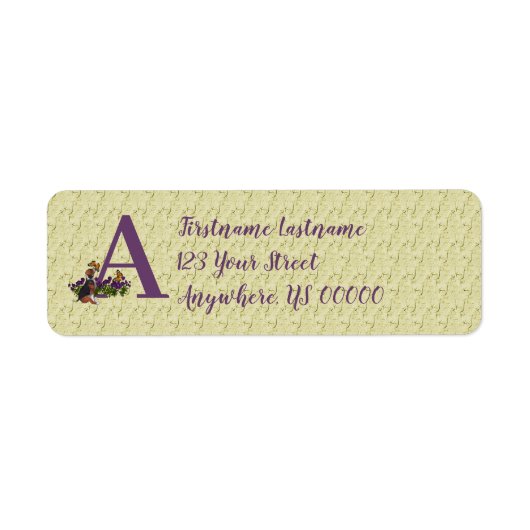 Beagle Welpe Butterfly Monogram Initial A Address (Vorne)