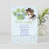 Beagle Welpe Dog Blue Kindergeburtstag Einladung (Stehend Vorderseite)