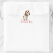 Beagle Welpe Dog Red Danke - Hochzeit Party Quadratischer Aufkleber (Tasche)