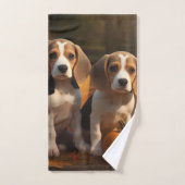 Beagle Welpe Herbst Kürbis Badhandtuch Set (Handtuch)