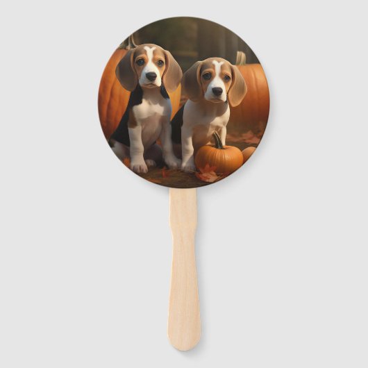 Beagle Welpe Herbst Kürbis Fächer (Vorderseite)