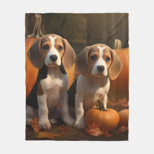 Beagle Welpe Herbst Kürbis Fleecedecke