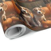 Beagle Welpe Herbst Kürbis Geschenkpapier (Rolleneckpunkt)