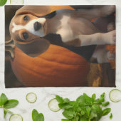 Beagle Welpe Herbst Kürbis Geschirrtuch (Gefaltet)