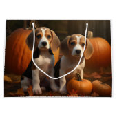 Beagle Welpe Herbst Kürbis Große Geschenktüte (Vorderseite)