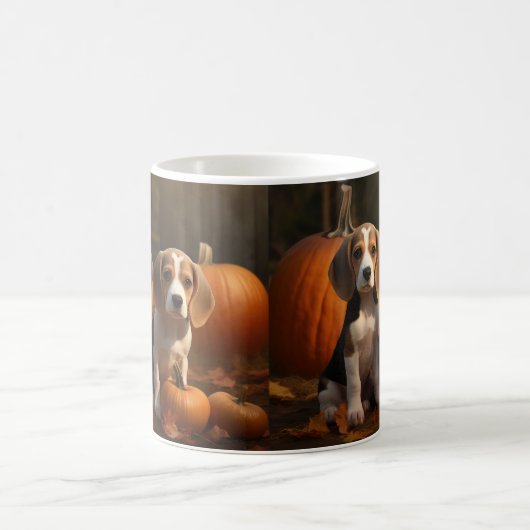 Beagle Welpe Herbst Kürbis Kaffeetasse (Mittel)