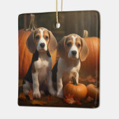 Beagle Welpe Herbst Kürbis Keramikornament (Links)