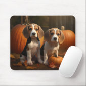 Beagle Welpe Herbst Kürbis Mousepad (Mit Mouse)