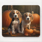 Beagle Welpe Herbst Kürbis Mousepad (Vorne)