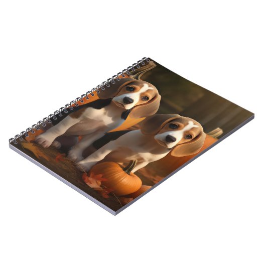 Beagle Welpe Herbst Kürbis Notizblock (Linke Seite)
