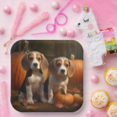 Beagle Welpe Herbst Kürbis Pappteller (Party)