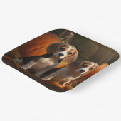 Beagle Welpe Herbst Kürbis Pappteller (Gewinkelt)