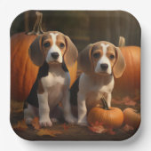 Beagle Welpe Herbst Kürbis Pappteller (Vorderseite)