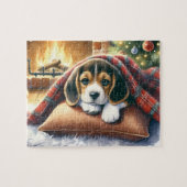 Beagle Welpe Hund Festtagsszene Weihnachten Puzzle (Horizontal)