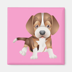 Beagle-Welpe-Hund-Kühlschrank-Rosa-Magnet Magnet