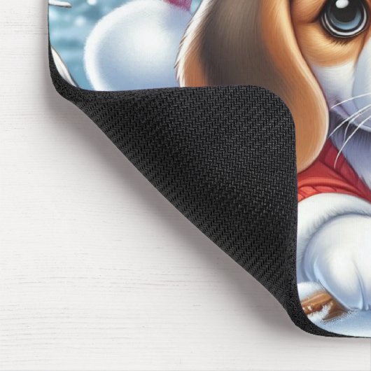 Beagle Welpe im Weihnachtsgeschäft geniessen den S Mousepad (Ecke)