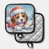 Beagle Welpe im Weihnachtsgeschäft geniessen den S Topflappen (Vorderseite/Rückseite)