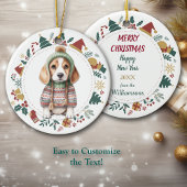 Beagle Welpe im Winter Weihnachten im Winter Keramik Ornament