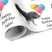 Beagle Welpe-Individuelle Name-Wrapper Geschenkpapier (Rolleneckpunkt)