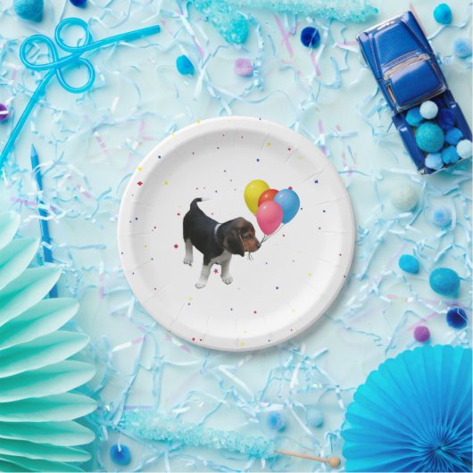 Beagle Welpe mit Balloons Party Papier Teller (Party)