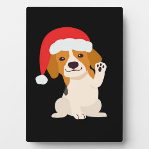 Beagle Welpe mit dem Hut des Weihnachtsmannes für Fotoplatte