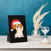 Beagle Welpe mit dem Hut des Weihnachtsmannes für Fotoplatte (Seite)