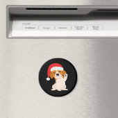 Beagle Welpe mit dem Hut des Weihnachtsmannes für  Magnet (In Situ (Geschirrspüler))