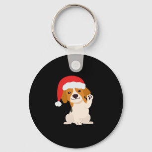 Beagle Welpe mit dem Hut des Weihnachtsmannes für  Schlüsselanhänger