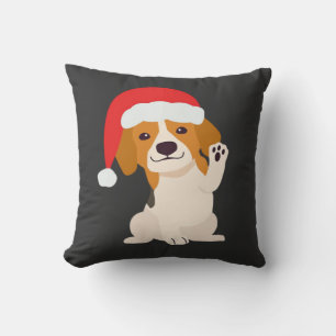 Beagle-Welpe mit Santahut für Hunde-Liebhaber Over Kissen