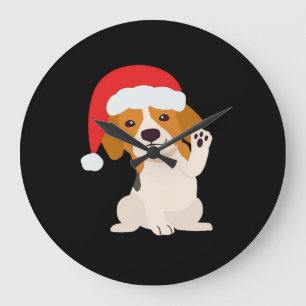Beagle-Welpe mit Santahut für Hundeliebhaber Overs Große Wanduhr
