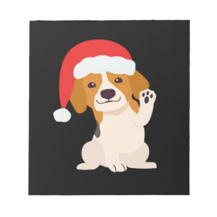 Beagle-Welpe mit Santahut für Hundeliebhaber Overs Notizblock