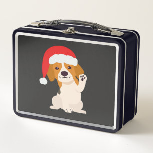 Beagle-Welpe mit Santas Hut für Hunde-Liebhaber Ov Metall Brotdose