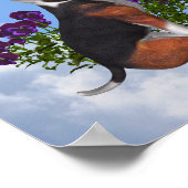 Beagle Welpe mit Schmetterlingen und Blume Poster (Ecke)