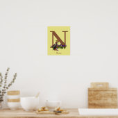 Beagle-Welpe Schmetterlinge Monogramm Anfangsbuchs Poster (Küche)