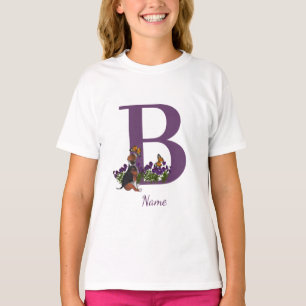 Beagle-Welpe Schmetterlinge Monogramm Anfangsbuchs T-Shirt