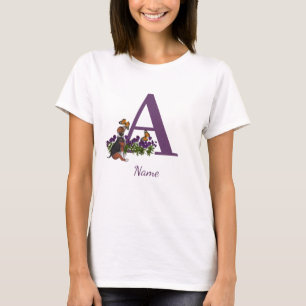 Beagle-Welpe Schmetterlinge Monogramm Anfangsbuchs T-Shirt