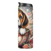 Beagle-Welpe Teacup Be Mine Wrap Thermosbecher (Nach rechts gedreht)