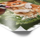 Beagle Welpe umarmt ein Ingwer-Kätzchen Fotodruck (Ecke)