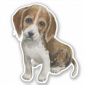 Beagle Welpe Wasserfarbe Hundaufkleber Aufkleber (Vorderseite)
