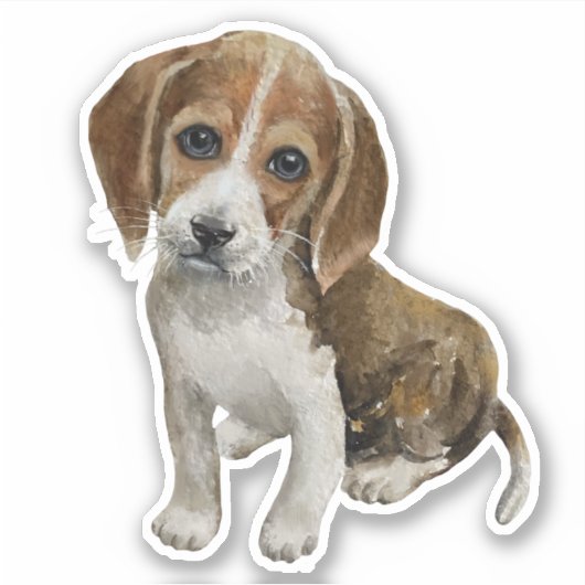 Beagle Welpe Wasserfarbe Hundaufkleber Aufkleber (Vorderseite)
