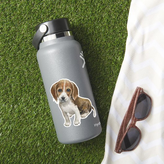 Beagle Welpe Wasserfarbe Hundaufkleber Aufkleber (HydroFlask Insitu)