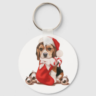 Beagle Welpe Weihnachten Schlüsselanhänger