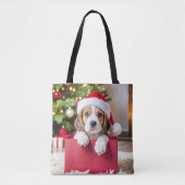 Beagle-Welpe Weihnachtsdesign, Tasche (Vorderseite)
