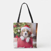 Beagle-Welpe Weihnachtsdesign, Tasche (Rückseite)