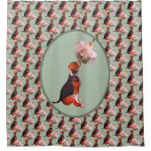 Beagle Welpe White Rose Duschvorhang (Vorderseite)