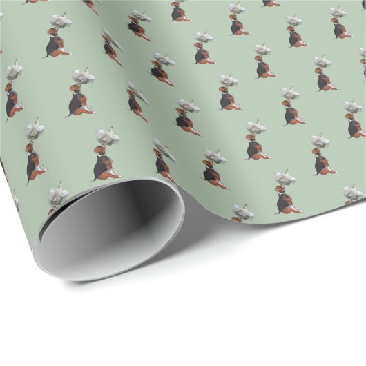 Beagle Welpe White Rose Geschenkpapier (Rolleneckpunkt)