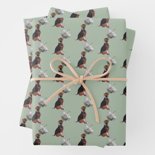 Beagle Welpe White Rose Geschenkpapier Set (Beispiel)