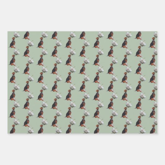 Beagle Welpe White Rose Geschenkpapier Set (Vorderseite)