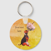 Beagle Welpe White Rose Niedlich Personalisiert Schlüsselanhänger (Rückseite)
